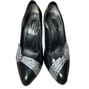 Cristian D. Black and Silver Sparkly Heels Size 5